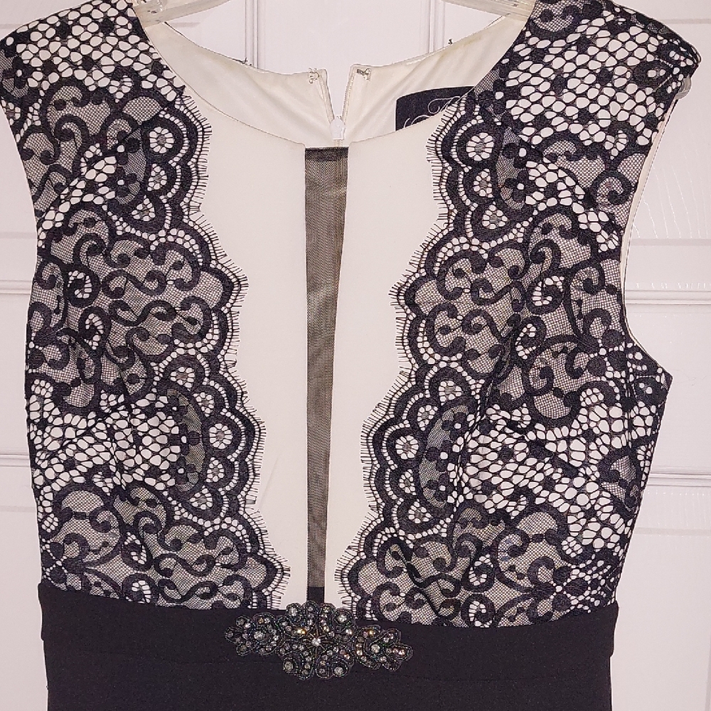 Elegant Black and White Lace Dress